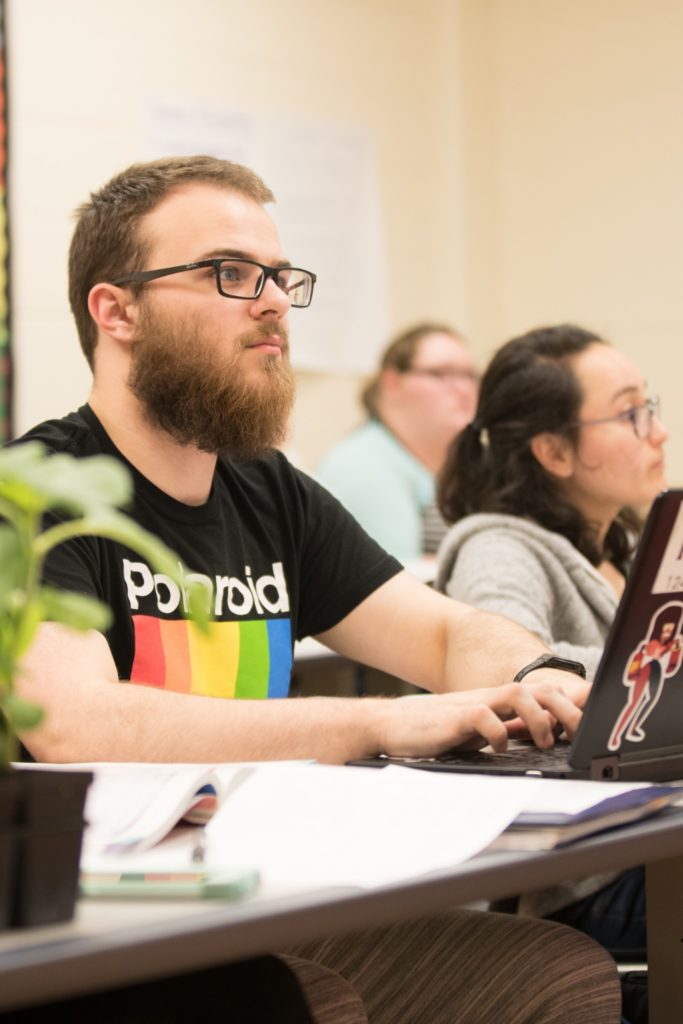 Student in a classroom