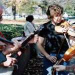 Outdoor jam session with Appalachian string instruments