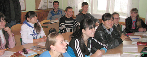 High school students at the Krivopillya village secondary school.
