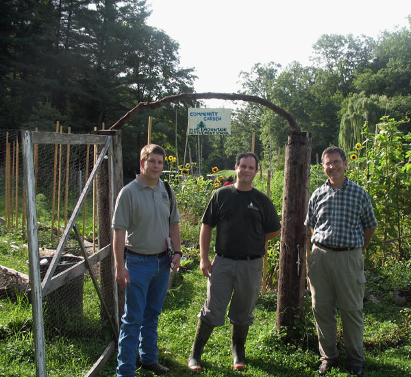 Jeremy Williams, Randal Pfleger and Lee Townsend at the Pine Mountain Community Garden