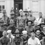 Students in the Student Army Training Corps in front of Frost Building