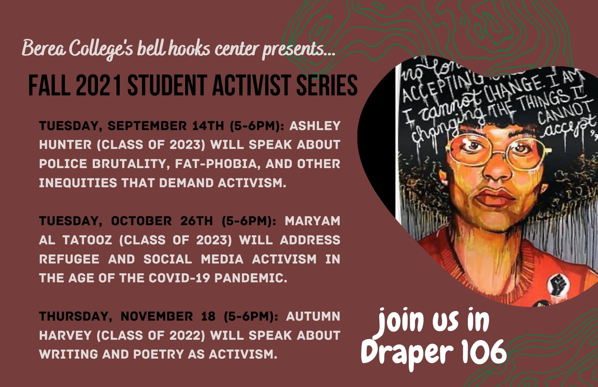 Fall 2021 Student Activist Series Poster