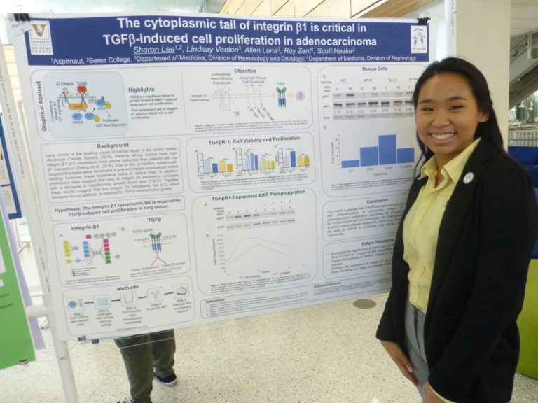 Sharon presenting her research at the Berea undergraduate research symposium 2019