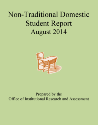 The purpose of this report is to help assess the College’s effectiveness at serving non-traditional students. Non-traditional students are defined here as domestic (not international) students who fit one of the following categories: a single parent; married with a child(ren); married with no child(ren); and/or 24 years of age or older. The report includes a brief introduction and some background on the College’s commitment to non-traditional students (especially single parents). Data related to enrollment trends, financial characteristics, debt, senior survey ratings, participation in high impact activities and graduation rates are included in the report.