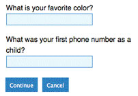screen shot of security questions in password managment
