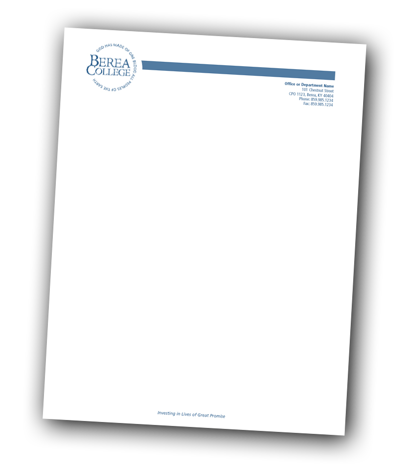Berea College Approved Letterhead