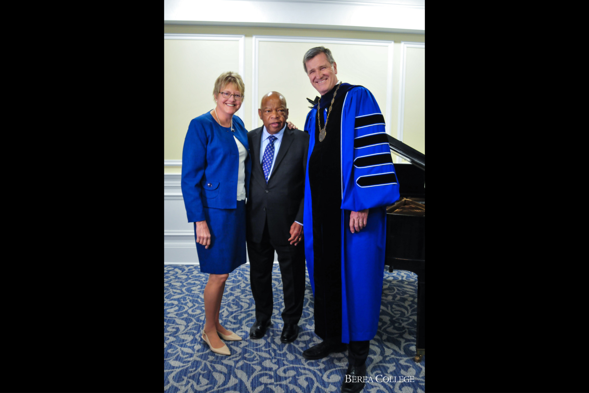 Congressman John Lewis with Berea College First Lady Laurie Roelofs and President Lyle Roelofs.