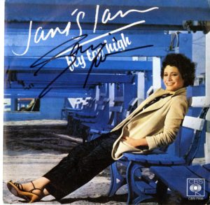 A signed vinyl copy of Janis Ian’s “Fly Too High,” released in 1979 as a 45-rpm single.
